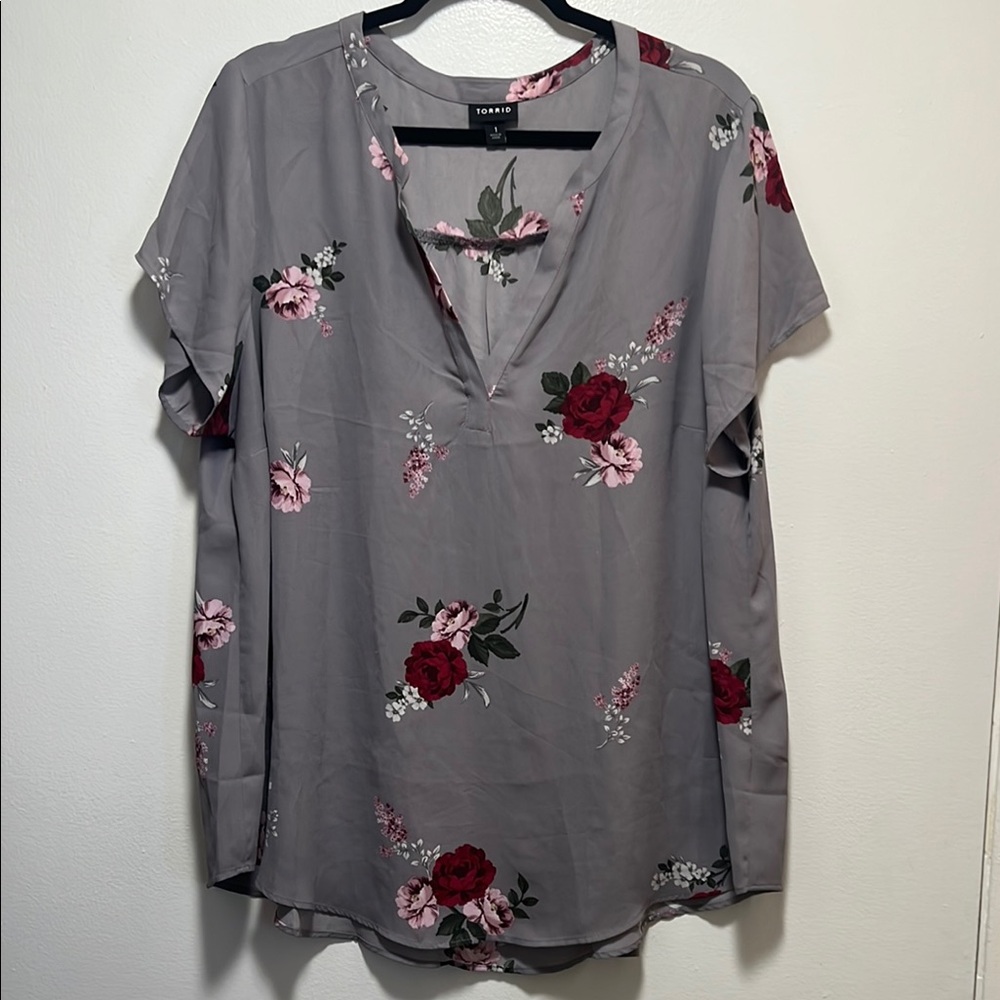 Tahari Gray Floral Women's Top
